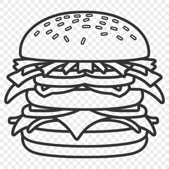 A detailed illustration of a classic cheeseburger with melted cheese on top, suitable for vector design projects.