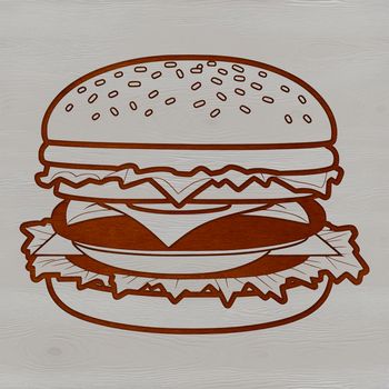 A detailed illustration of a classic cheeseburger, suitable for vector design and commercial use.