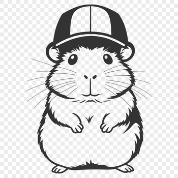 A small, cute hamster wearing a hat, depicted as a vector graphic.