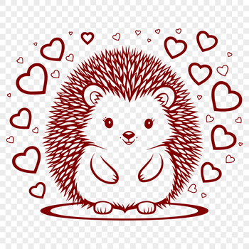 A cute hedgehog illustration with heart accents, designed as a vector graphic.