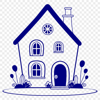 A 2D representation of a residential building with a simple design.