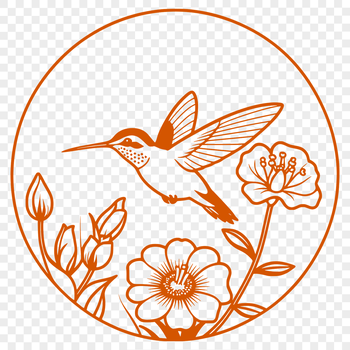 A vibrant illustration of a hummingbird surrounded by floral elements.