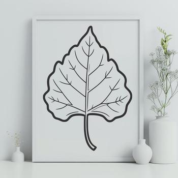 An isolated graphic representation of a leaf created with scalable graphics technology.