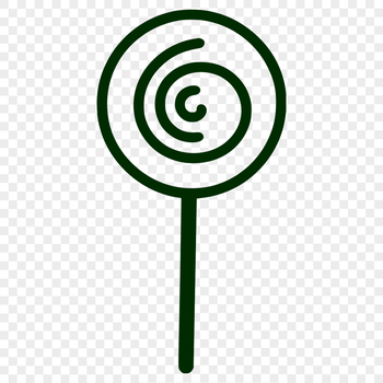 A colorful illustration of a classic lollipop with a round handle and a swirl of candy on top.