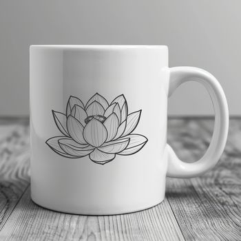 A stylized illustration of a lotus flower, a symbolic plant in various Eastern religions.