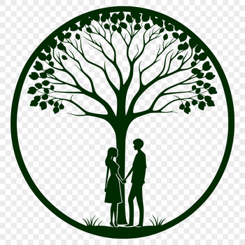 A pair of intertwined tree branches forming a heart shape, symbolizing love and unity.
