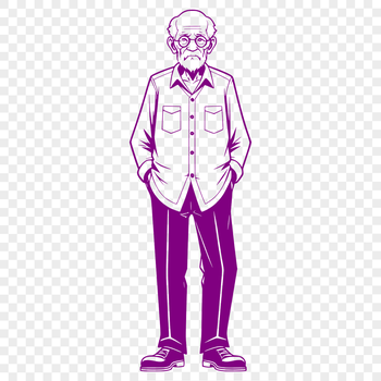 A male figure in a simple outfit, suitable for editing with vector graphics software.