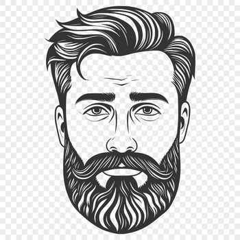 A male figure with a beard in a simple line art style.