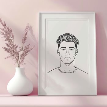 A simple illustration of a male figure in bold lines, suitable for vector design.