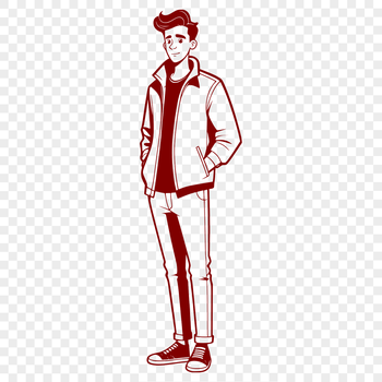 A simple male figure illustrated in a 2D vector format.