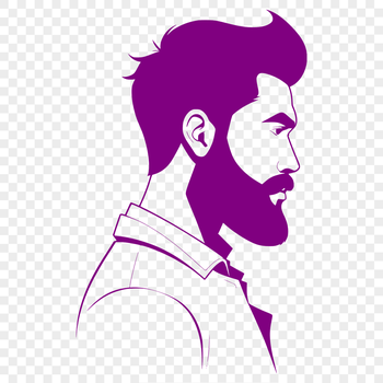 A male figure with facial hair is illustrated in this digital vector design.
