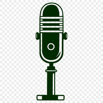 A minimalist line art illustration of a microphone, suitable for use in digital designs.