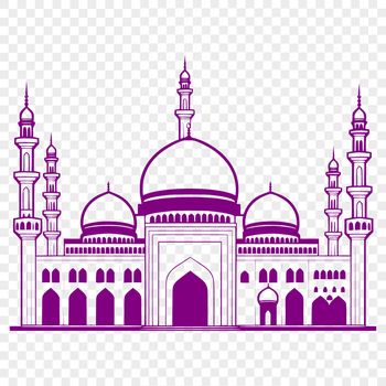 An illustration of a mosque's architectural design, suitable for vector-based applications.