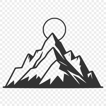 A digital illustration of a mountain landscape created using vector graphics.