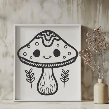 A vector illustration of a mushroom with detailed caps and stems.