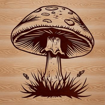 A detailed illustration of a mushroom with rounded cap and stem, suitable for vector graphics and cutting machine projects.