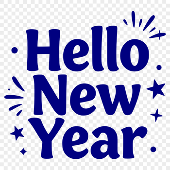 A vector illustration of a stylized Happy New Year quote in bold, modern font, ideal for commercial or personal use.