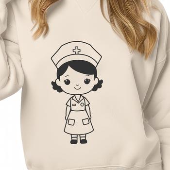 A female figure in a nurse's uniform, depicted in vector format for easy editing and customization.