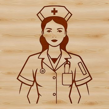 A female nurse in a professional uniform, ideal for vector art design.