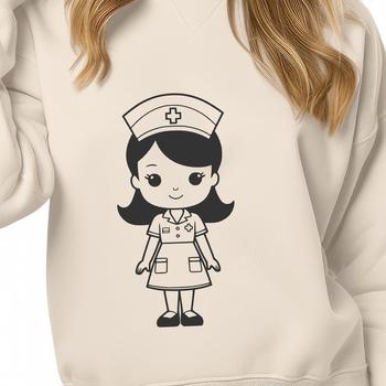 A high-quality illustration of a female nurse in full body pose, suitable for various designs and projects.