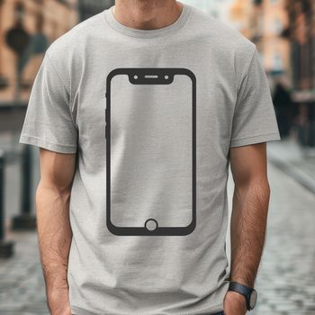 A digital representation of a mobile phone with clean lines and minimalist design elements.