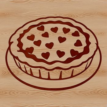 A round dessert with filling and crust, suitable for vector art designs in various formats.
