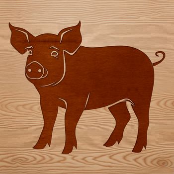 A pig standing in a farm yard.