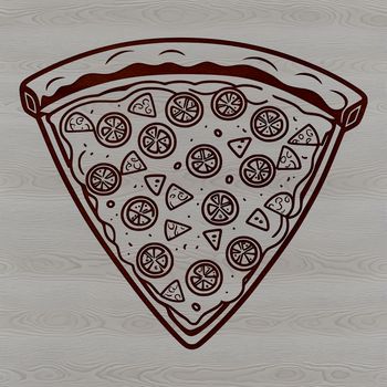 A digital illustration of a classic margherita-style pizza with melted mozzarella cheese.