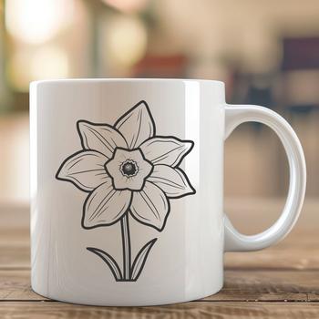 Close-up illustration of a daffodil flower with six petals, ideal for vector art designs.