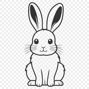 A full-body illustration of a sitting rabbit with rounded features, suitable for Easter-themed designs.