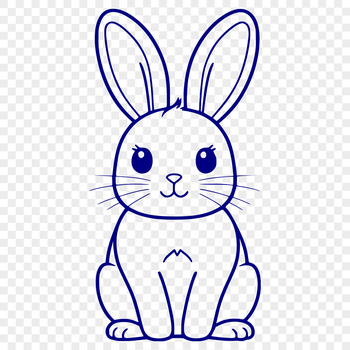 Rabbit sitting on its haunches in a cartoon style.