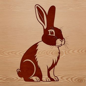 An illustration of a domesticated rabbit in a static position.