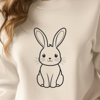 A cartoon rabbit sitting on its haunches, ideal for Easter decorations or illustrations.