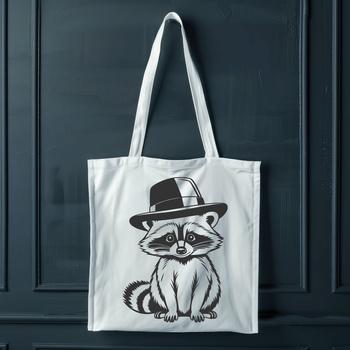 A cartoon raccoon wearing a hat in vector format.
