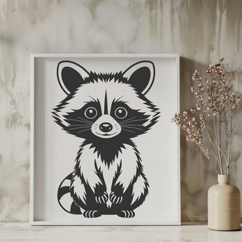 A colorful illustration of a raccoon designed as a vector art image, suitable for various digital and cutting machine uses.