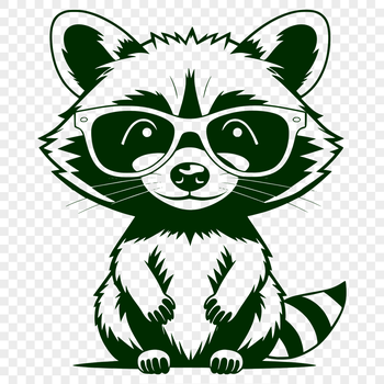 A raccoon wearing glasses in a vector format.