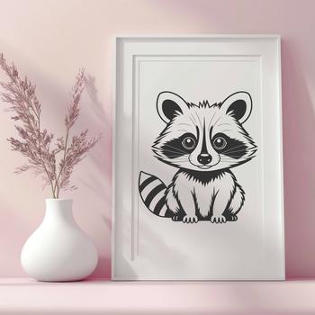 A high-resolution, customizable vector raccoon illustration suitable for printing or cutting out with a craft cutter.