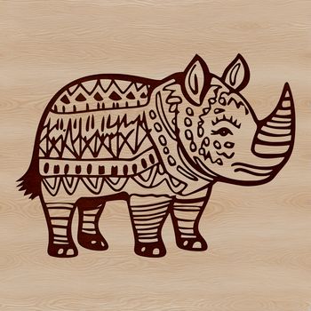 A detailed illustration of a rhino in its natural habitat, suitable for various uses including design and crafting.