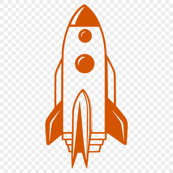 SVG design of a sleek rocket ship with detailed graphics.