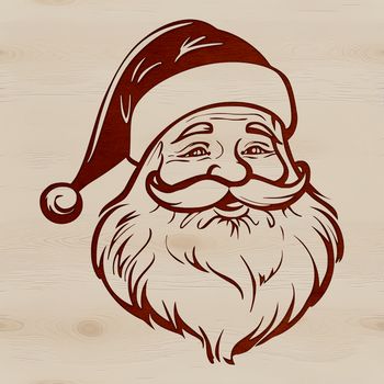 Illustration of Father Christmas wearing a red coat with a white beard.
