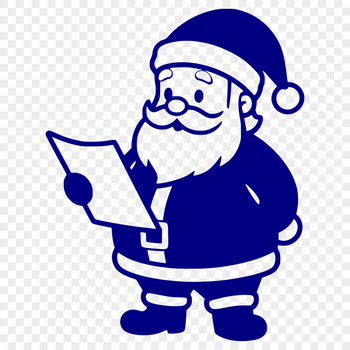 A digital illustration of Father Christmas in red and white robes with a bearded face and hat.