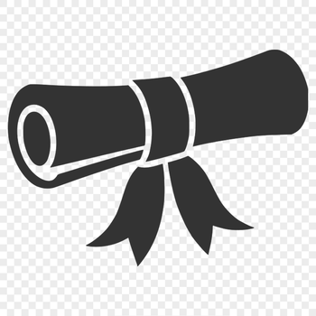 A detailed vector illustration of a graduation scroll with a diploma at the center.