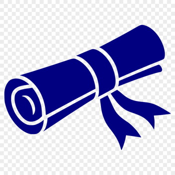 An illustrative vector design of a graduation scroll with a diploma and rolled paper.