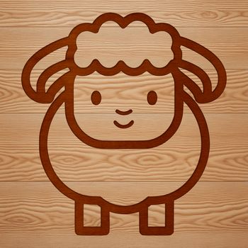 A simple line drawing illustration of a single sheep on a white background.