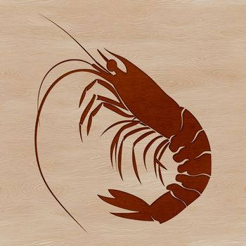 A colorful illustration of a shrimp in profile, suitable for vector design projects.