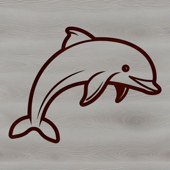 Simple line drawing of a cute dolphin in black outline style.