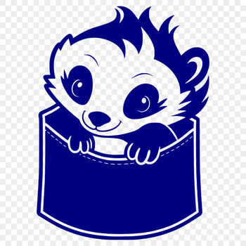 A skunk standing on its hind legs, depicted in a simple vector design.