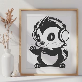 A digital illustration of a wild animal, specifically a skunk, with no background.