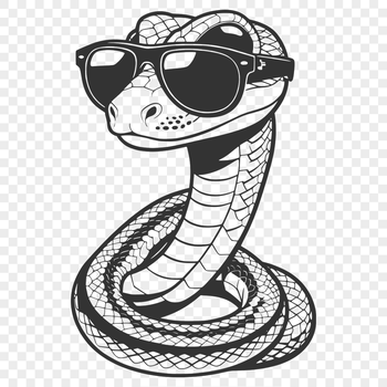 A cartoon snake wearing sunglasses in a digital vector format.