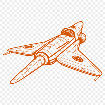 Illustrative vector design of a futuristic spaceship in space, suitable for digital cutting and laser engraving projects.
